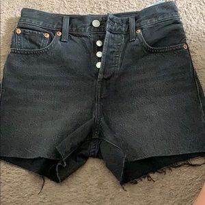 Black denim high waisted shorts